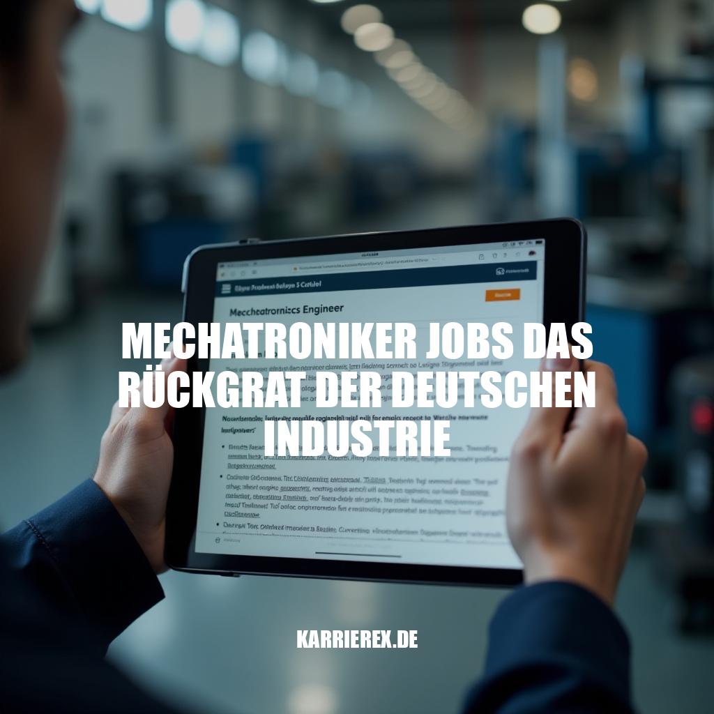 Mechatroniker Jobs – Das Rückgrat der deutschen Industrie